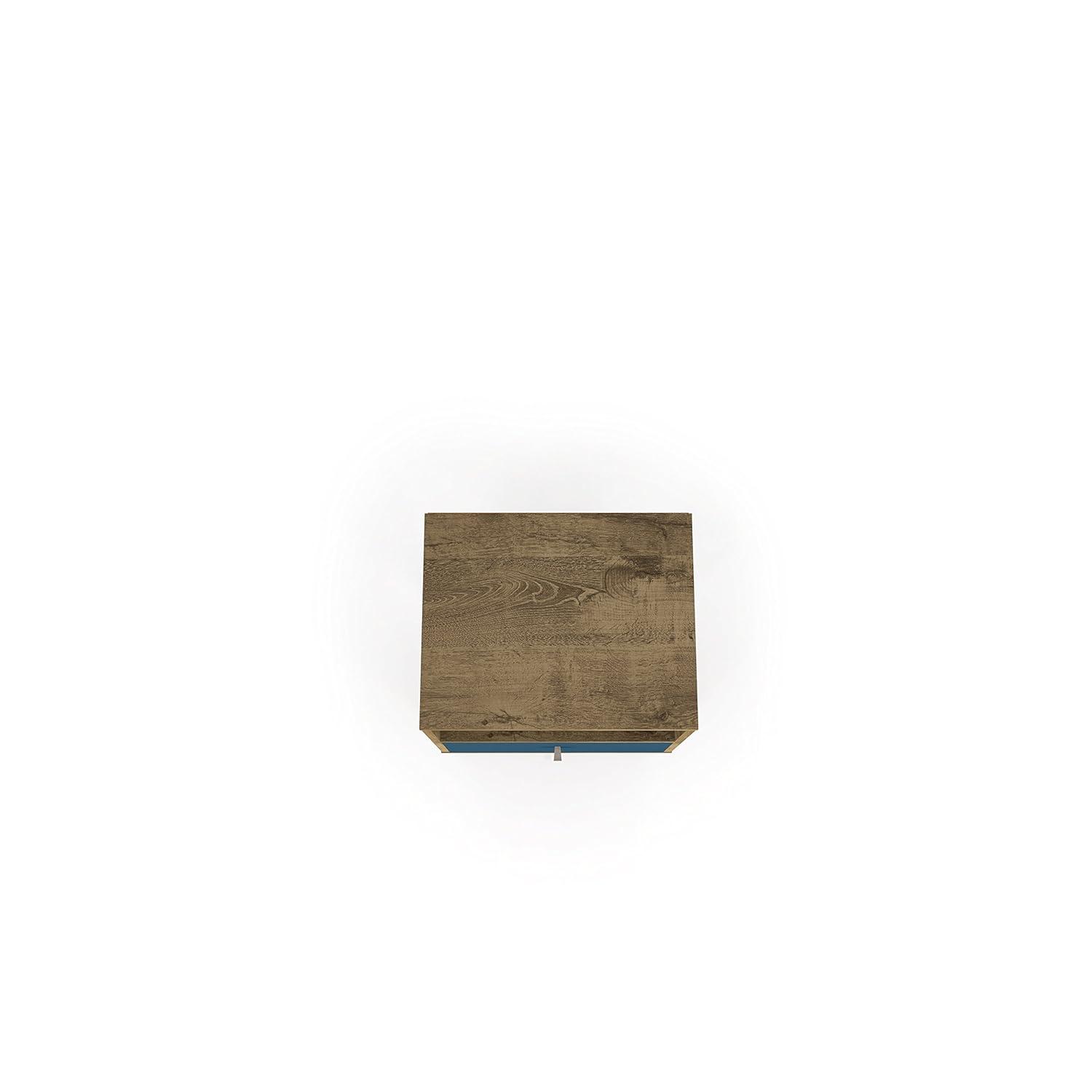 Liberty 1.0 Mid Century Modern Nightstand Rustic Brown/Aqua Blue - Manhattan Comfort