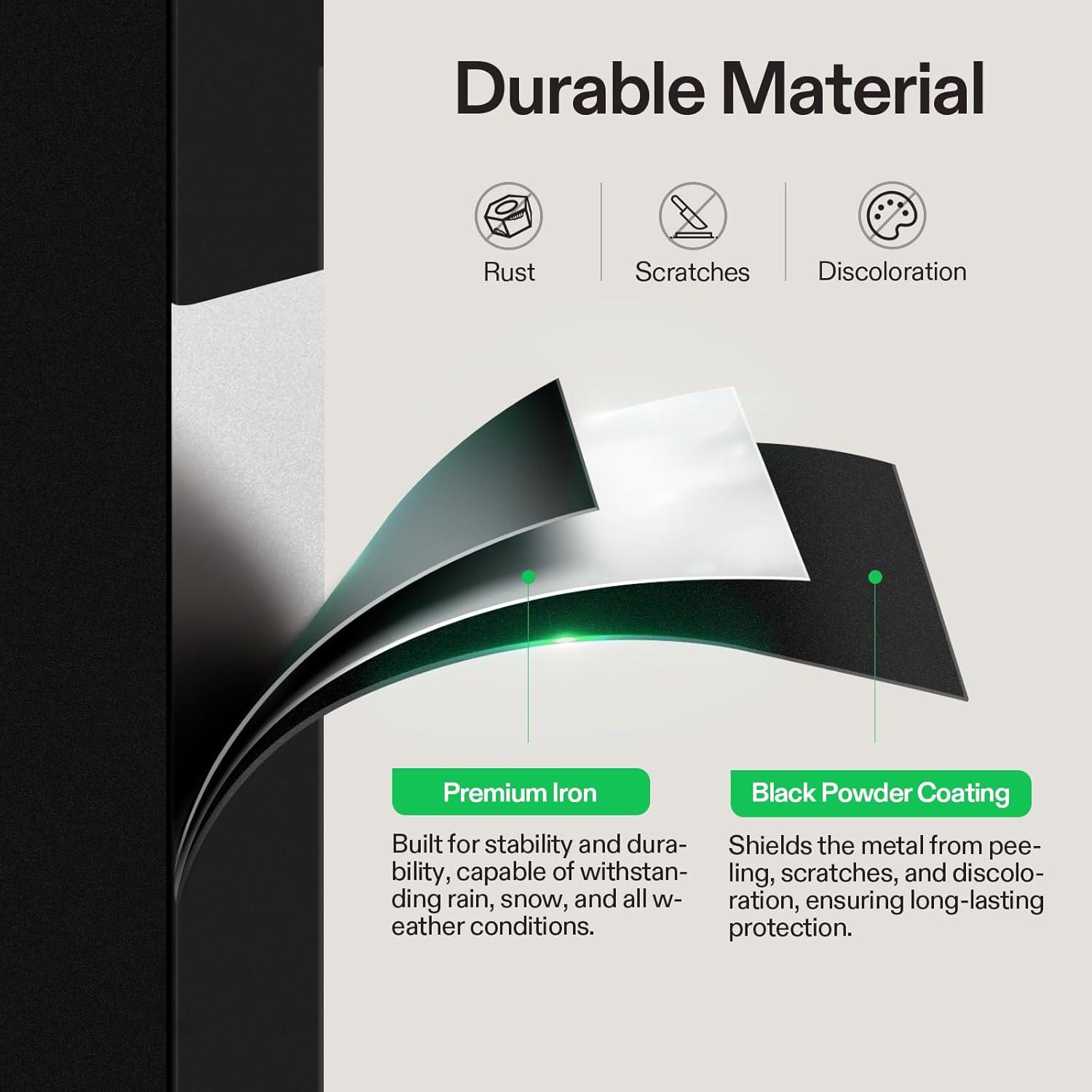 6-Step 36 in. H x 85 in. W Outdoor Black Wrought Mattle Iron Stair Railing Kit