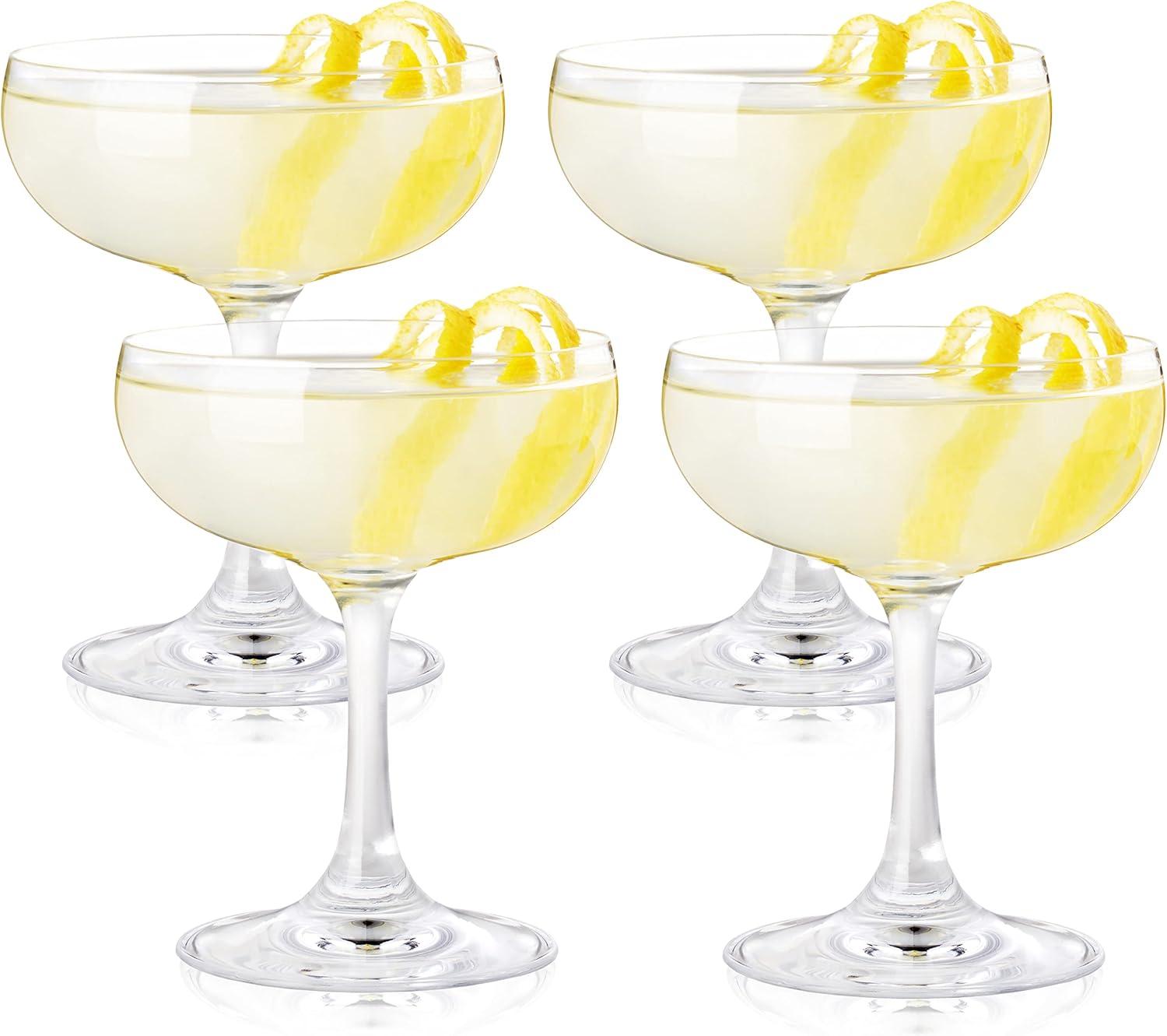 Clear 7 Oz Coupe Martini Cocktail Glasses, Set of 4