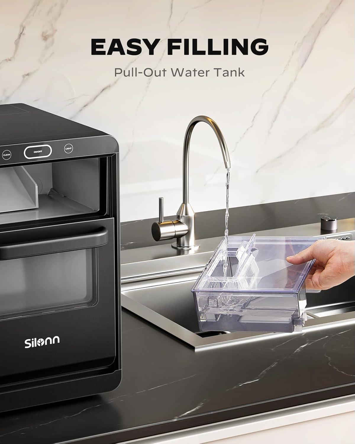 Silonn Stainless Steel Countertop Nugget Ice Maker with Removable Basket