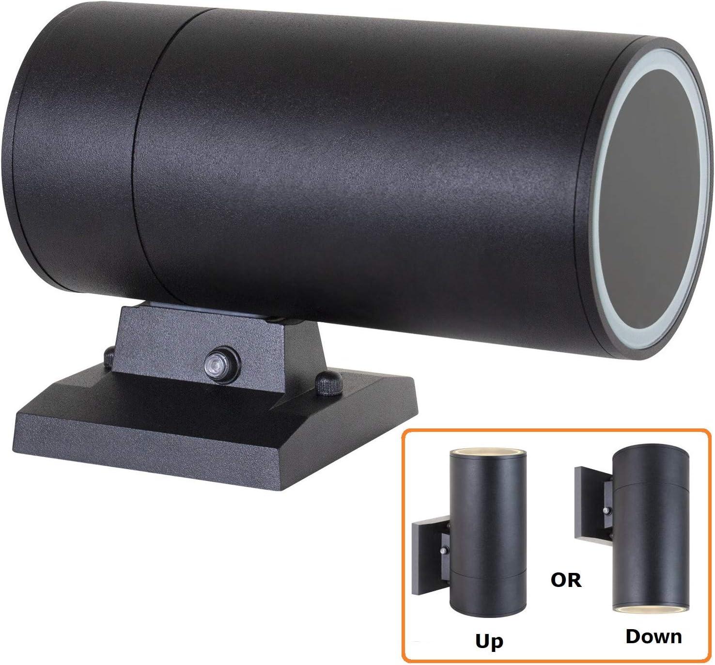 Black Aluminum Dusk to Dawn Outdoor Cylinder Wall Light