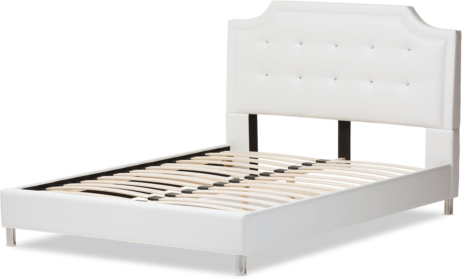 Full Adult Bed 80"x28"x8" White - Baxton Studio: Contemporary Platform Design, Faux Leather