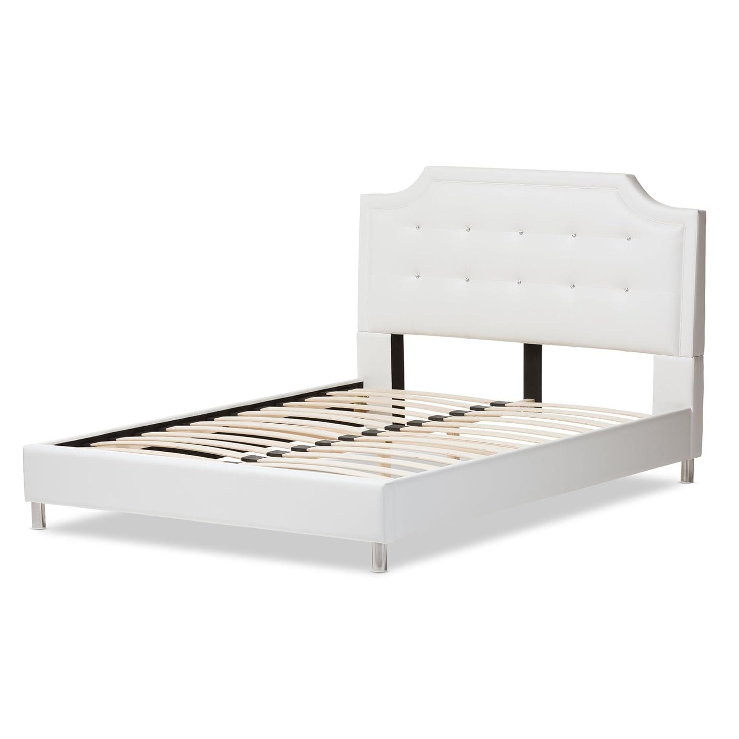 Full Adult Bed 80"x28"x8" White - Baxton Studio: Contemporary Platform Design, Faux Leather