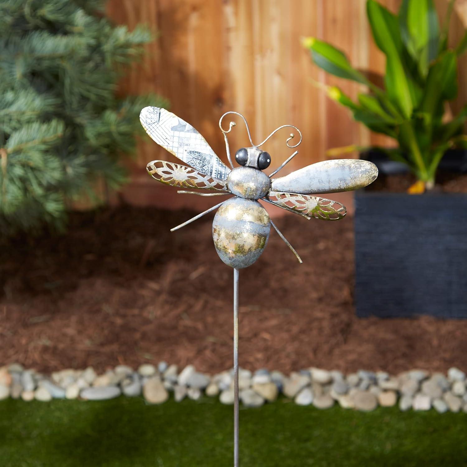 DII Iron Garden Stake Collection 3-Dimensional, Mixed Media, Medium Bee, Medium