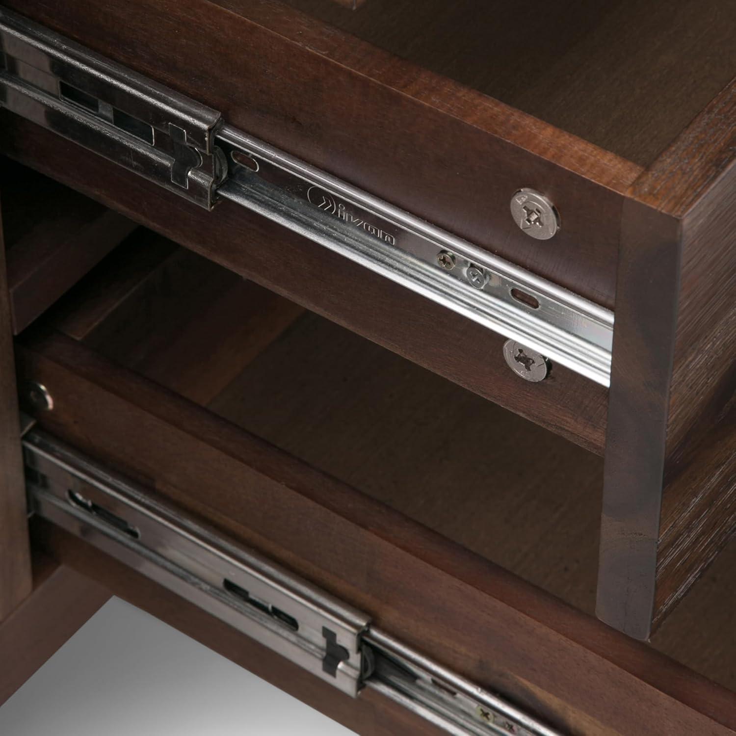 Simpli Home Lowry 60"W Solid Wood Modern Industrial 2-Door Sideboard Buffet with 3 Center Drawers