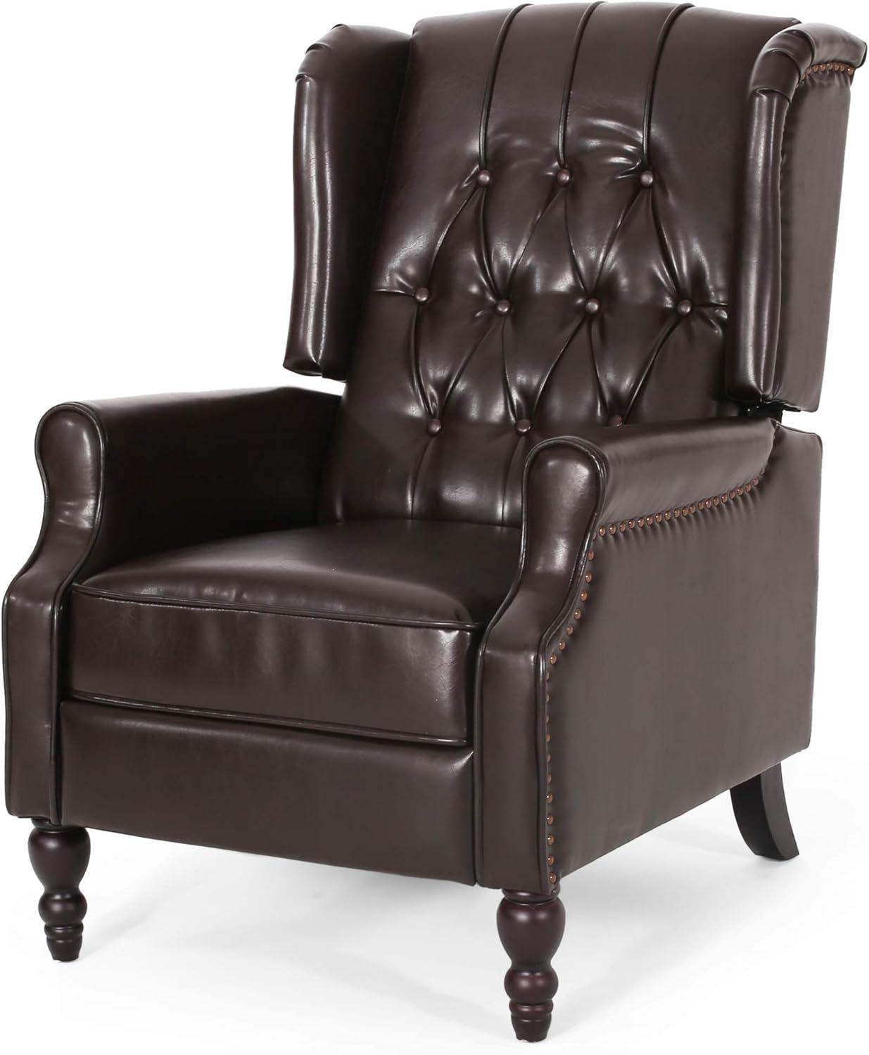 Walter Brown Bonded Leather Recliner Club Chair - Christopher Knight Home: Comfortable Seating, 250lb Capacity