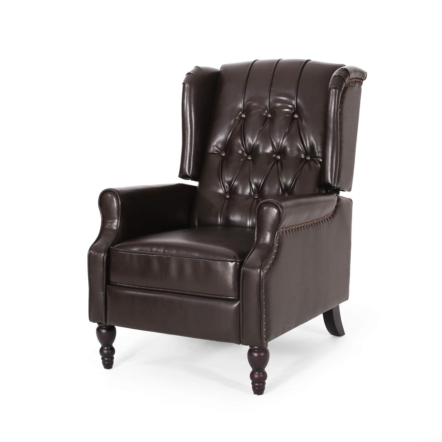 Walter Brown Bonded Leather Recliner Club Chair - Christopher Knight Home: Comfortable Seating, 250lb Capacity
