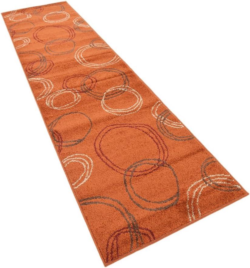 Terracotta Abstract Stain-Resistant Runner Rug