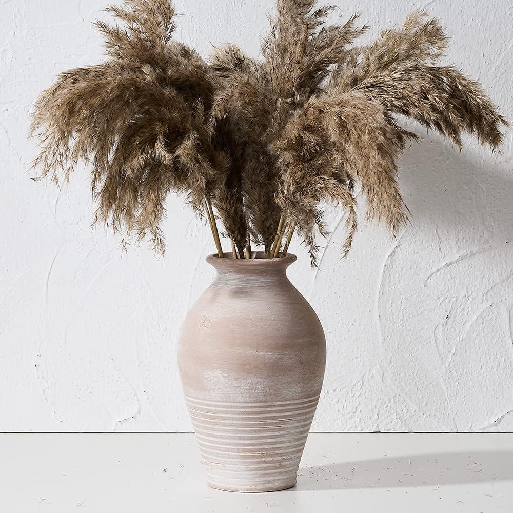 Whitewashed Terracotta Rustic Farmhouse Decorative Vase