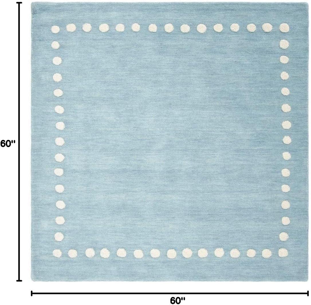 Safavieh Kids SFK802 Hand Loomed Indoor Area Rug - Blue/Ivory - 5'x5' - Safavieh