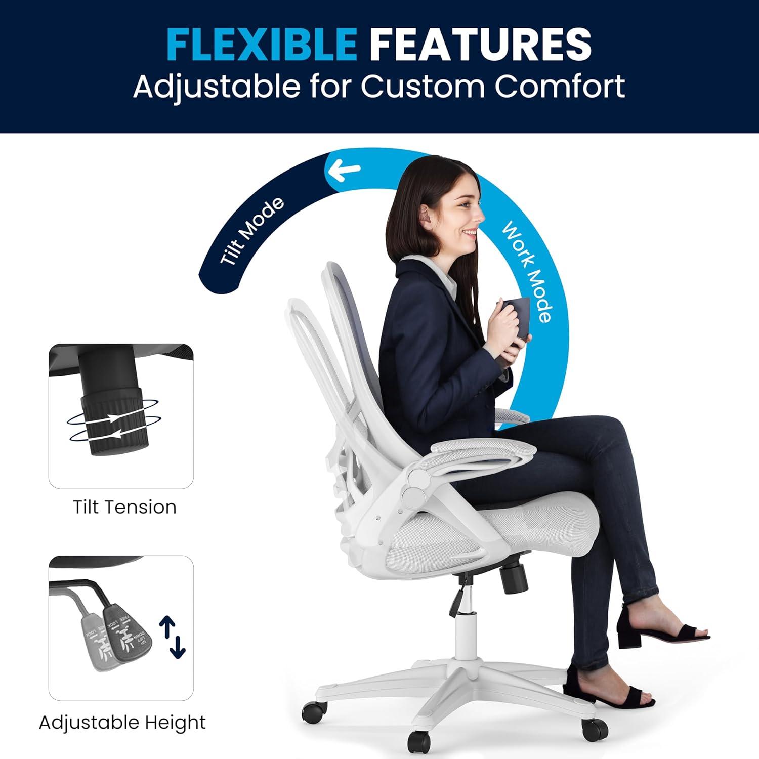 Flash Furniture Cappello High-Back Mesh Swivel Ergonomic Office Chair with Flip-Up Arms