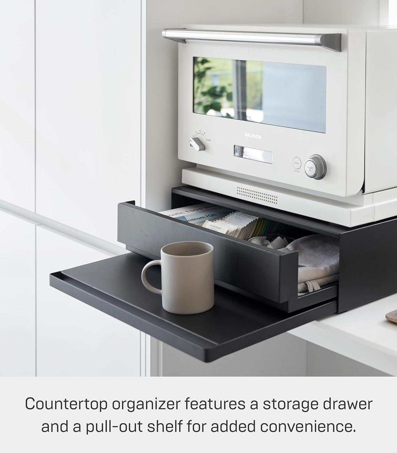 Yamazaki Home Yamazaki Home Countertop Drawer With Pull-Out Shelf, Steel, Holds 37 Lbs