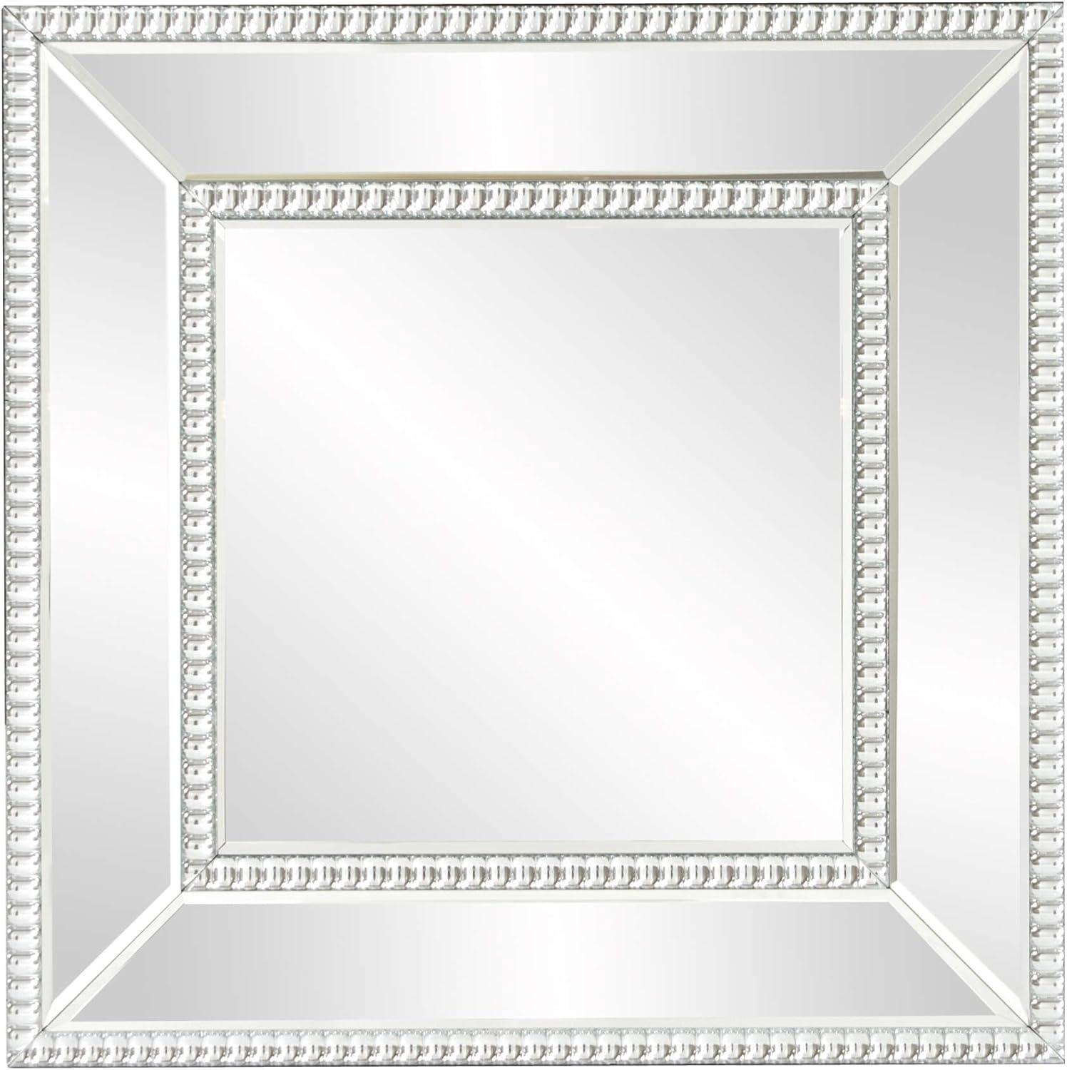 Howard Elliott Bijou Accent Wall Mirror Silver: Modern Square Glass, No Assembly, Wall Mount