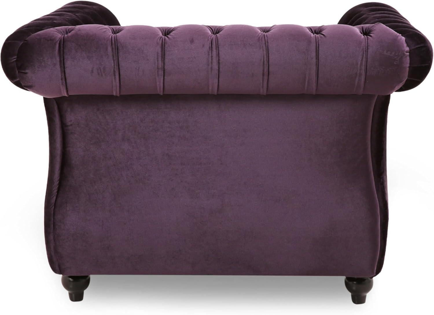 Westminster Chesterfield Club Chair Blackberry - Christopher Knight Home: Velvet Upholstery, Nailhead Trim