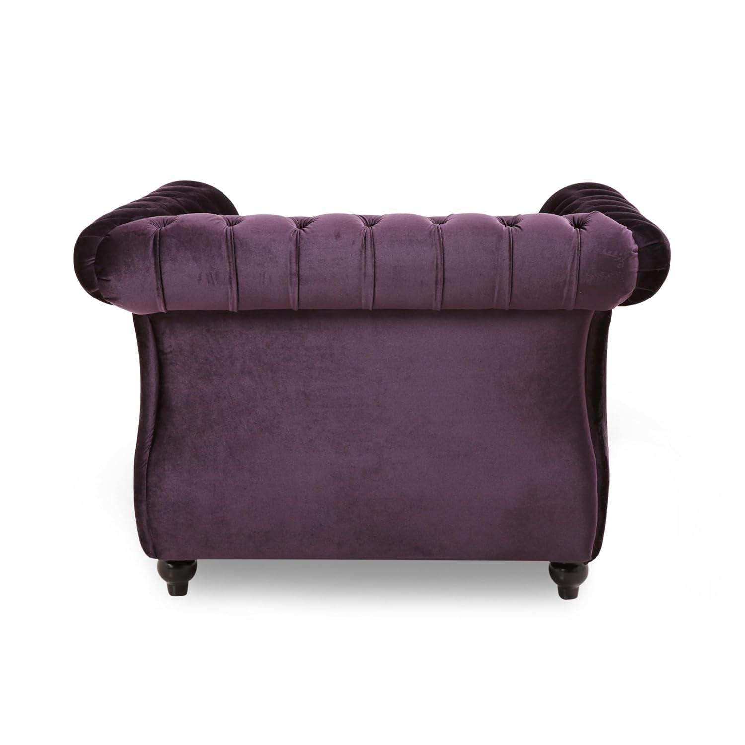 Westminster Chesterfield Club Chair Blackberry - Christopher Knight Home: Velvet Upholstery, Nailhead Trim