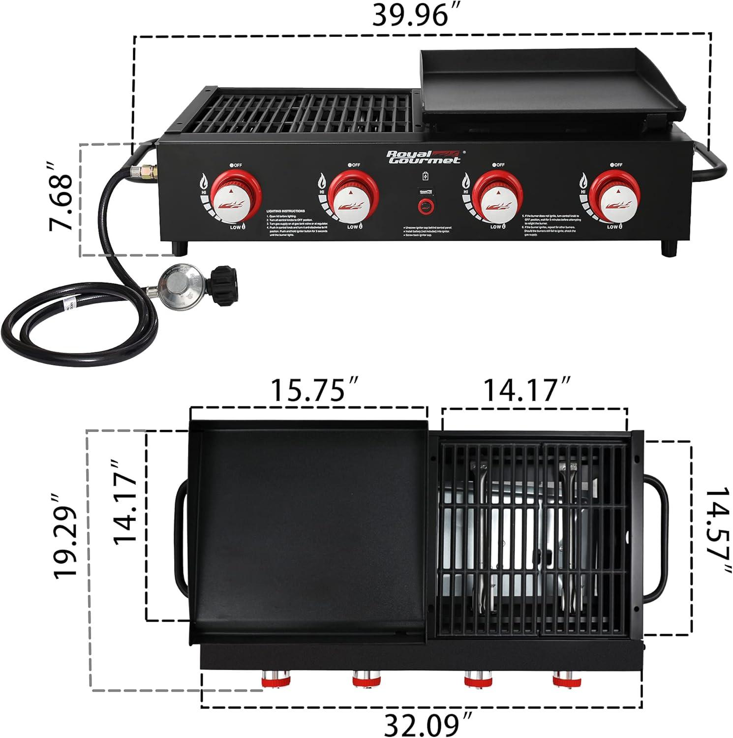 Royal Gourmet 4 - Burner Portable Liquid Propane 40000 BTU Gas Grill