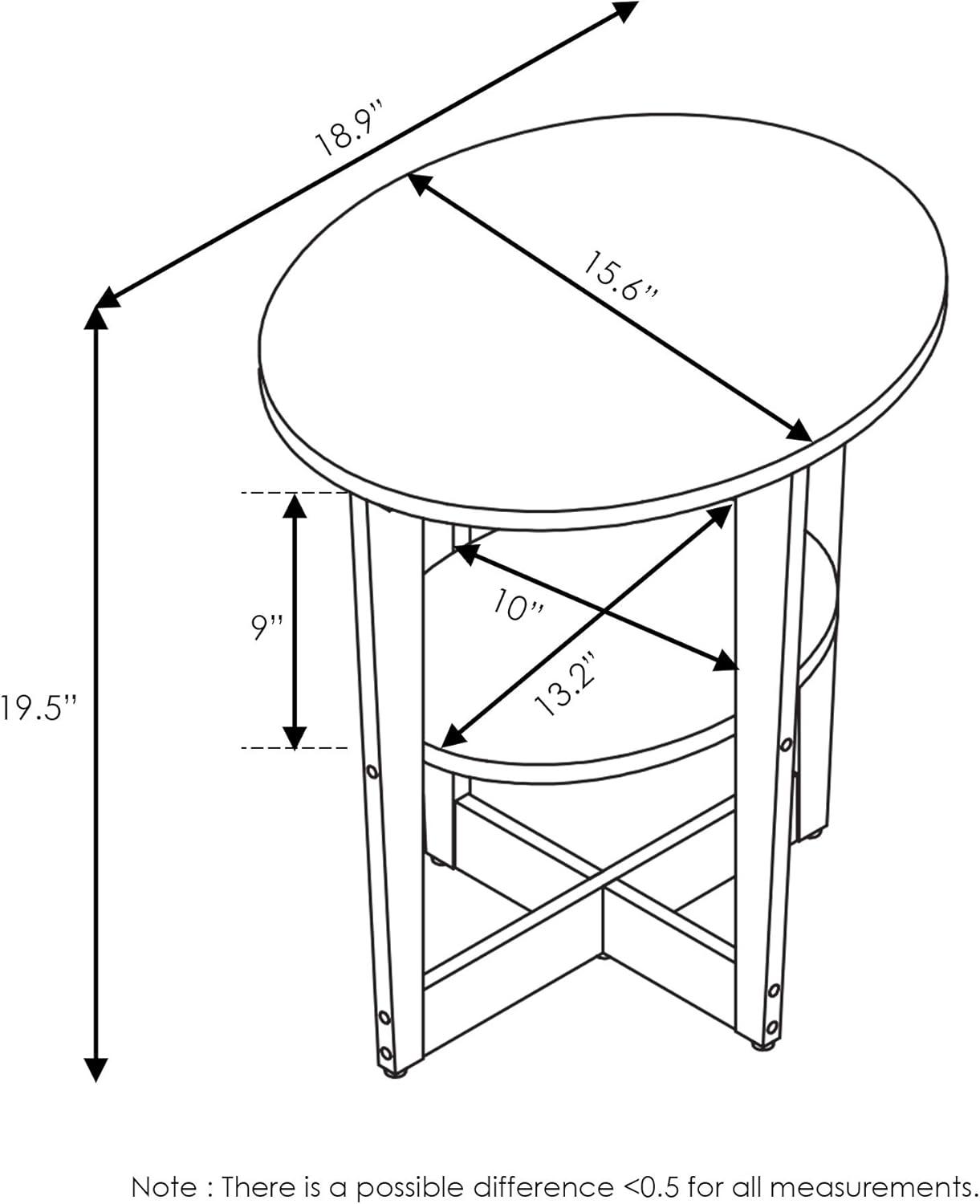 JAYA Oval End Table, French Oak Grey & Black