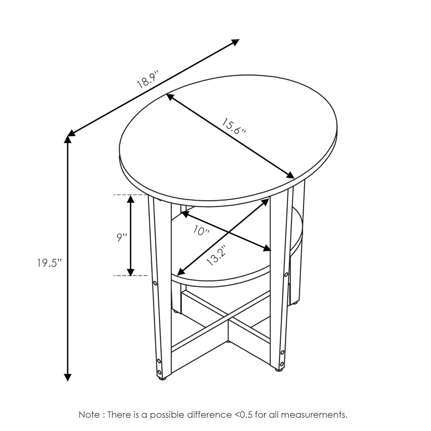 JAYA Oval End Table, French Oak Grey & Black