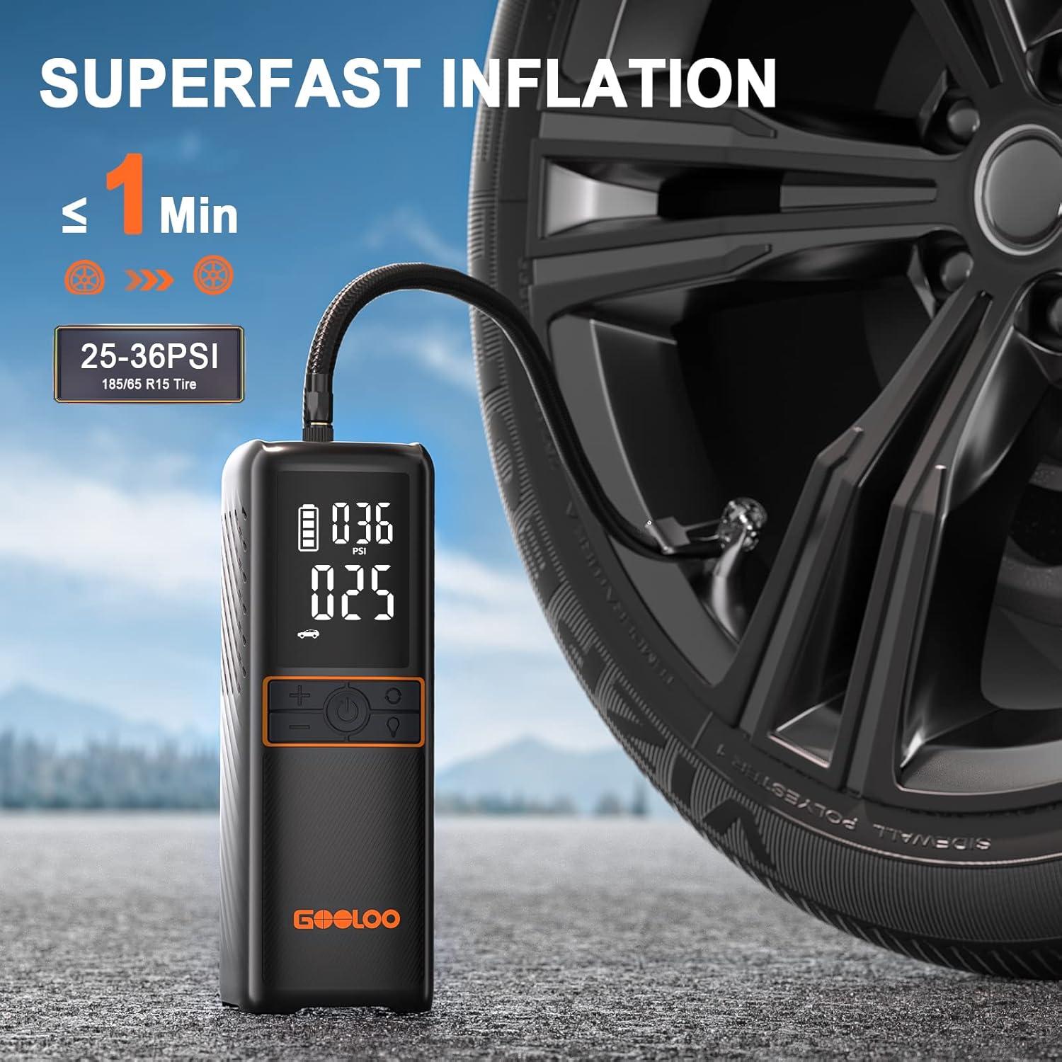 Black Cordless Electric Air Compressor with LED Display