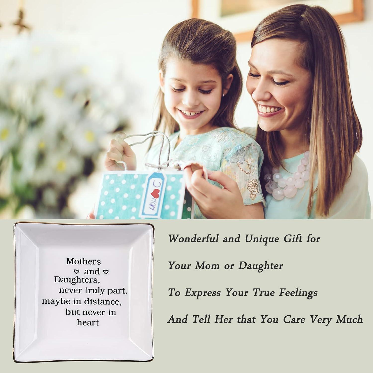 White Ceramic Square Mother and Daughter Jewelry Tray