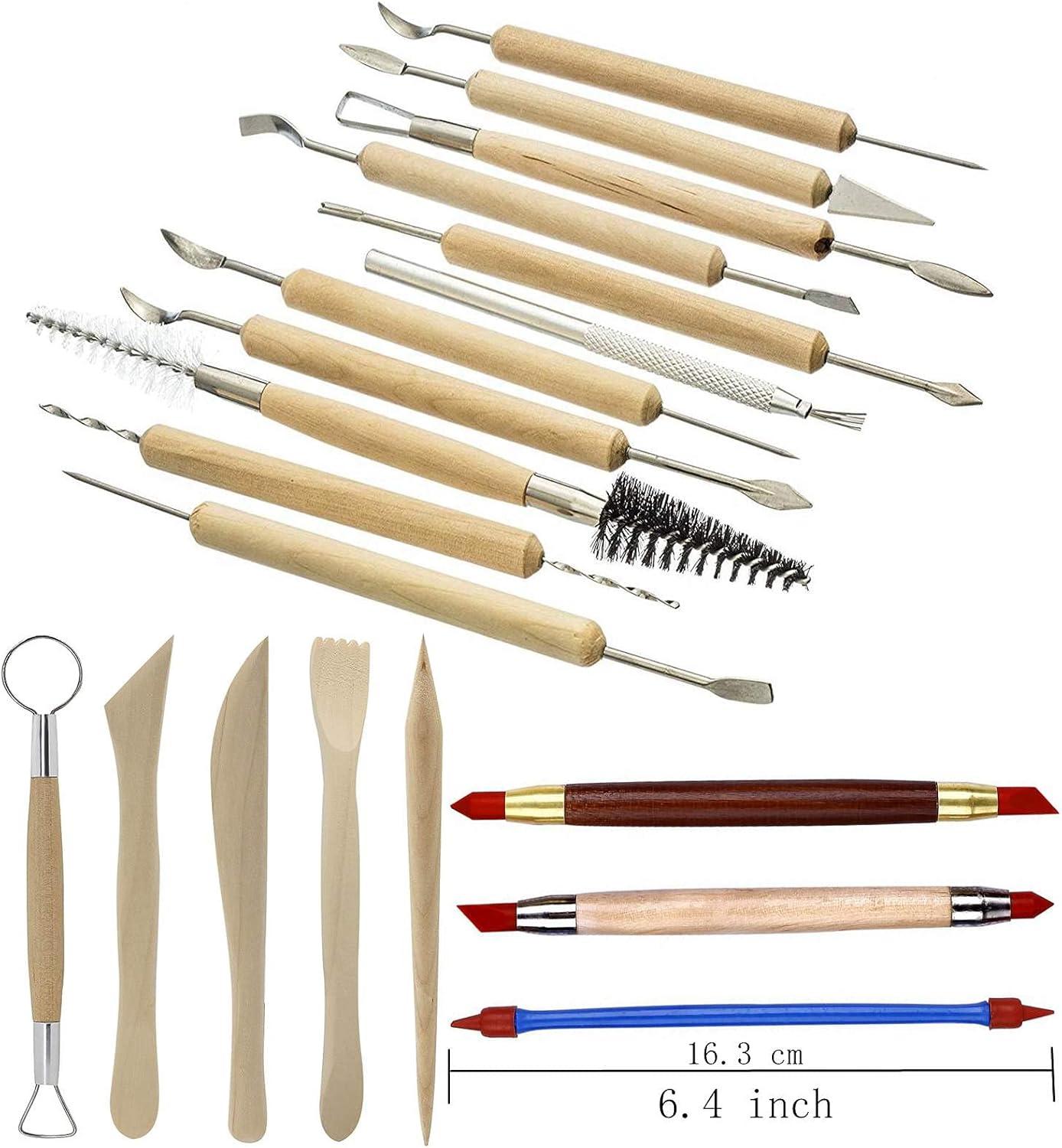 32-Piece Wooden and Metal Pottery Sculpting Tools Set