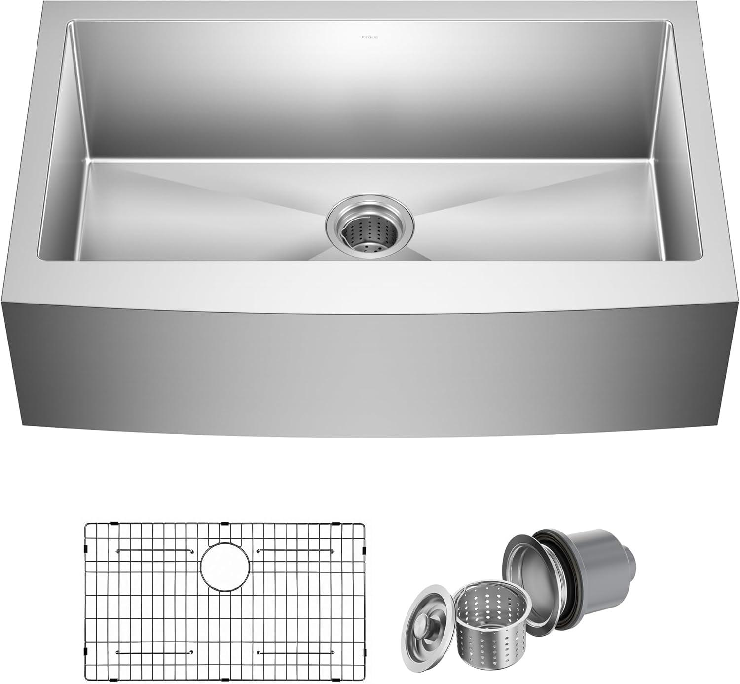 LUKX Farmhouse Single Bowl Stainless Steel Kitchen Sink HU3322S