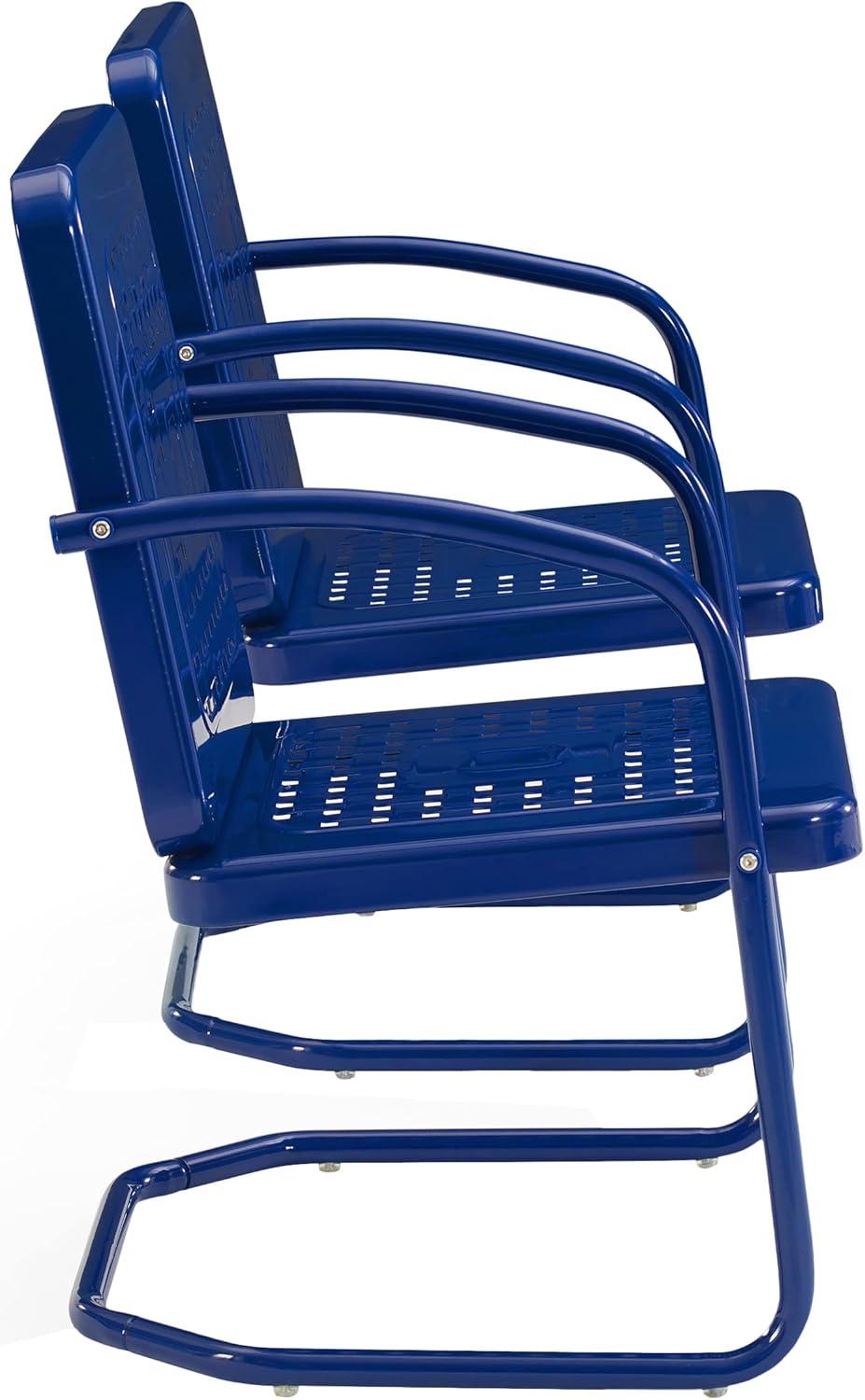 Bates 2pk Outdoor Metal Chairs - Navy - Crosley