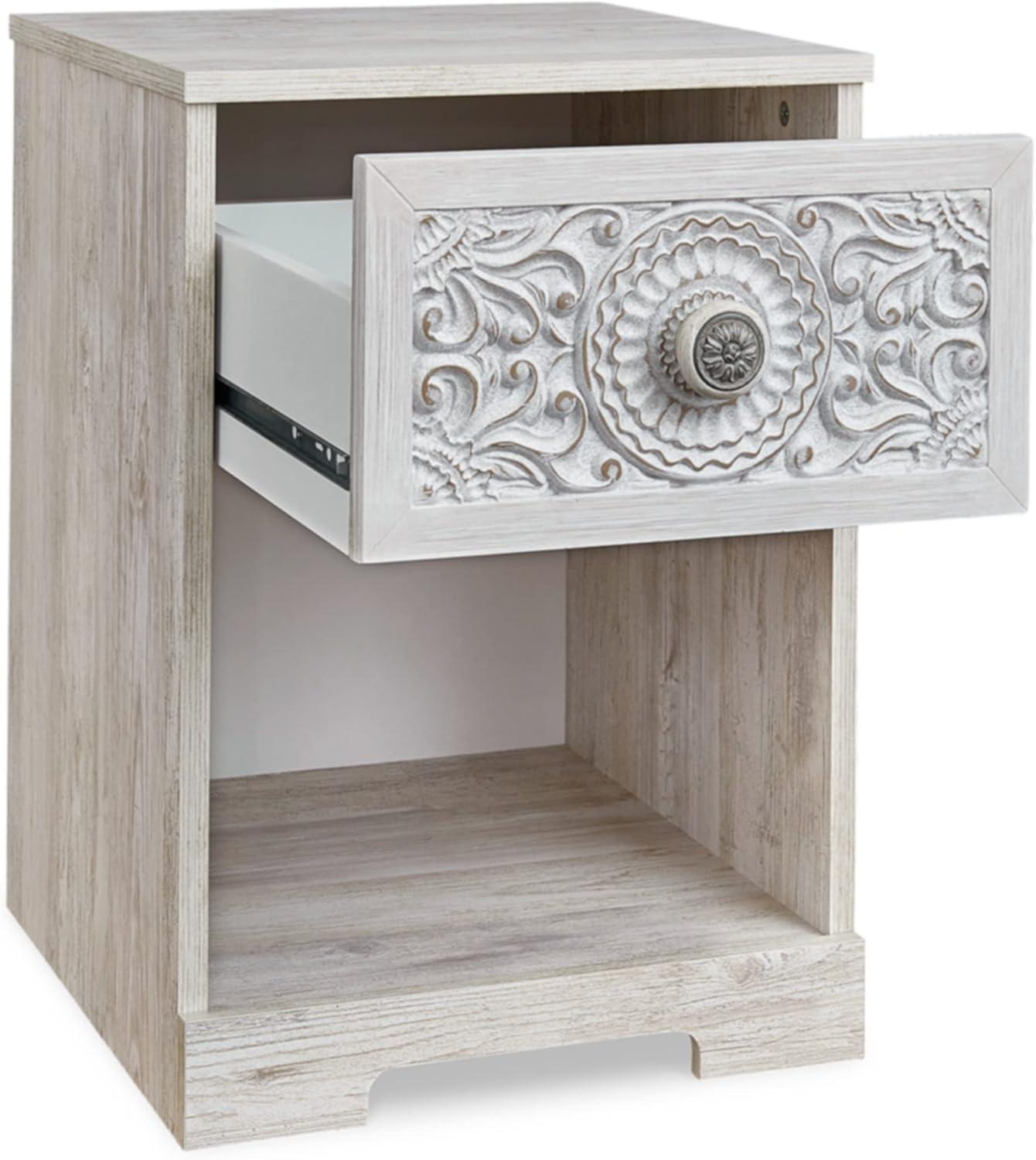 Paxberry Nightstand White - Signature Design by Ashley: Coastal Style, Storage Shelf, Laminated Surface