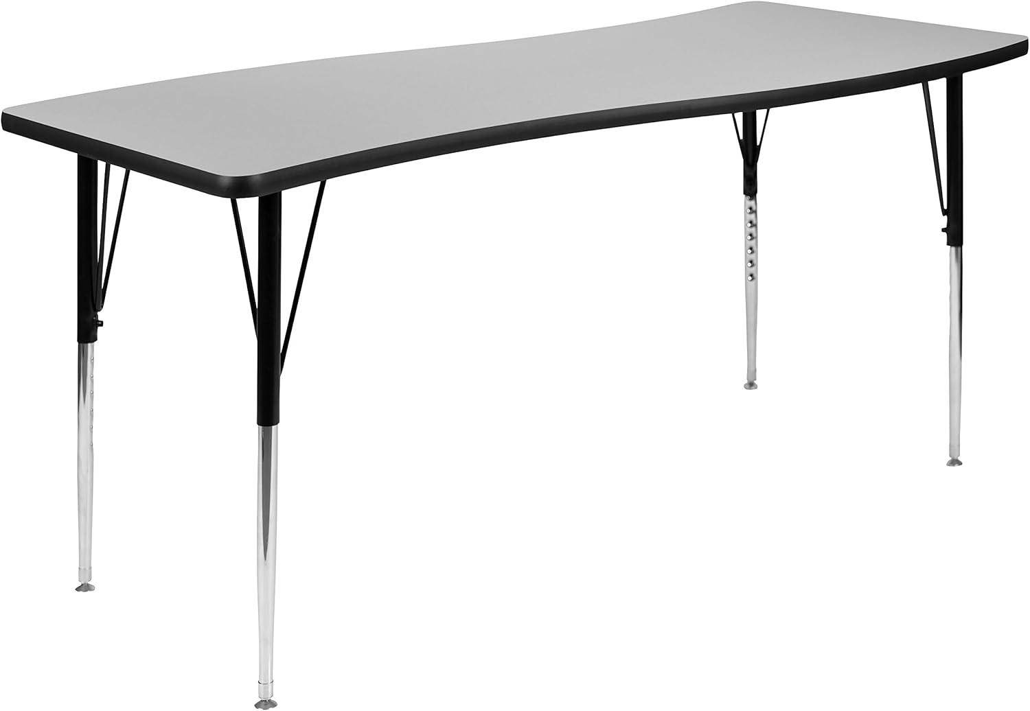 Flash Furniture Goddard 28"W x 47.5"L Rectangular Wave Collaborative Grey Adjustable Height Activity Table