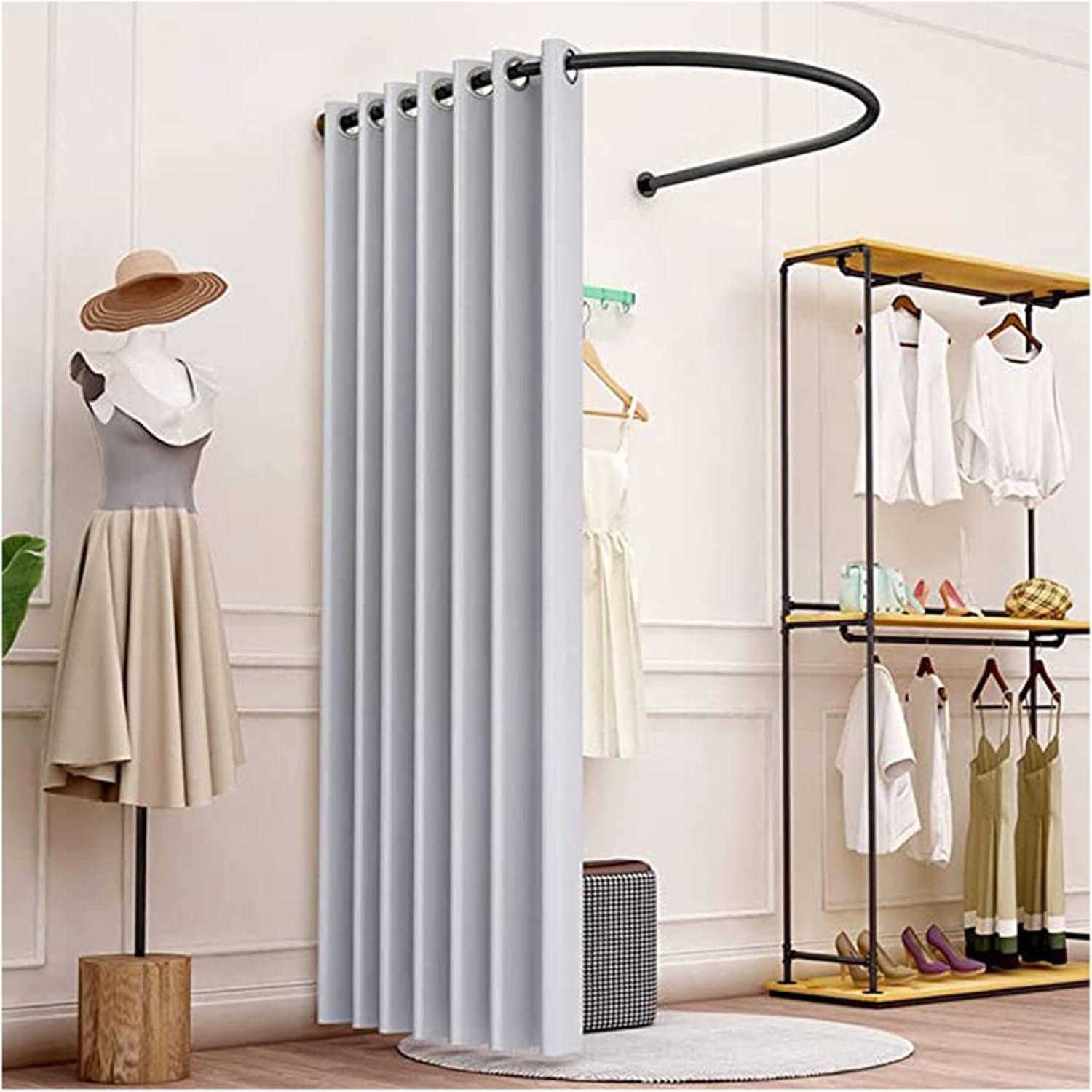 Madamera Clothing Store Fitting Room, Changing Room Used in Mall and Office, U-Dressing Room for Privacy Protection and Room Divider, Including Shading Curtain, Hanging Rod and Hook Up (Grey)