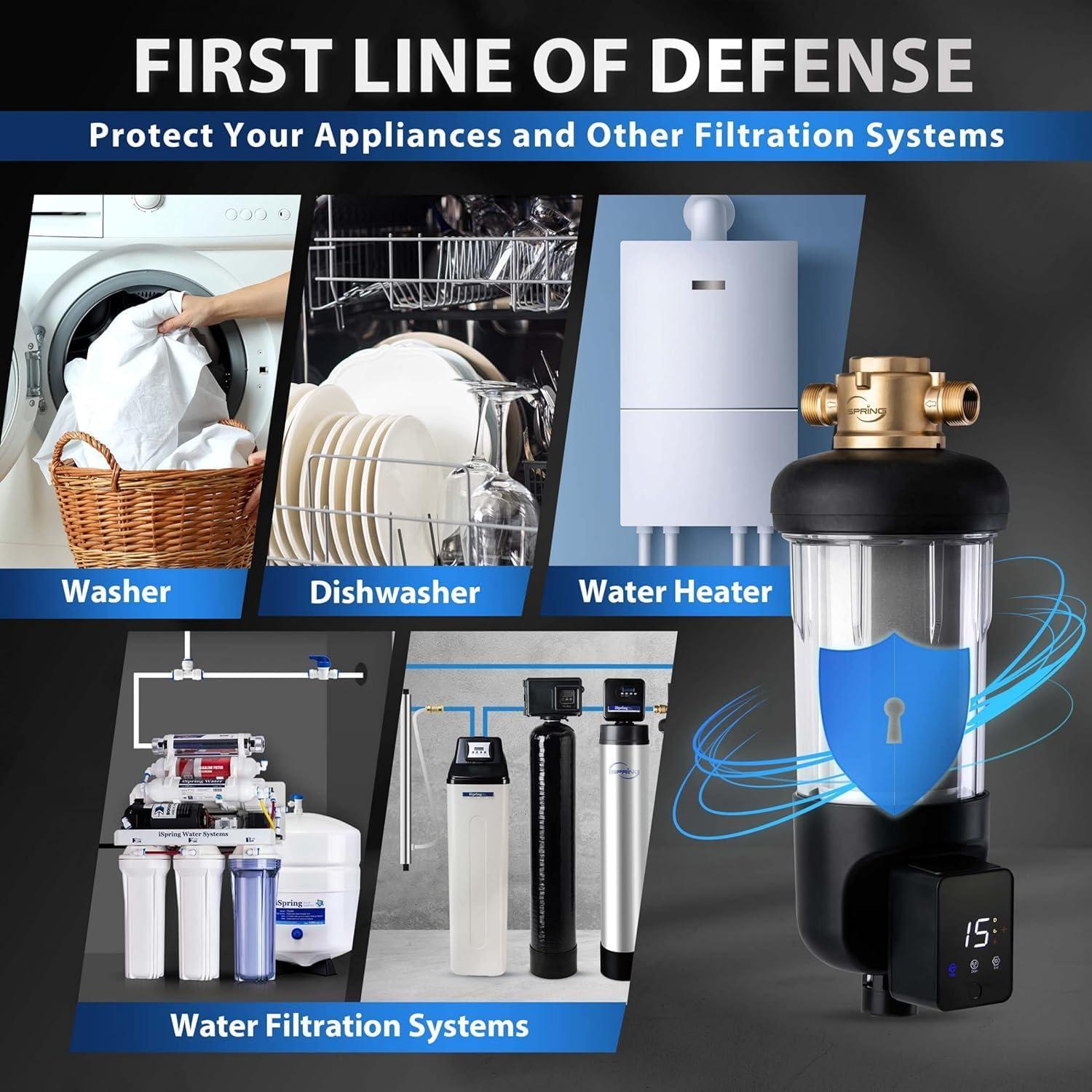 Jumbo Brass and Clear Spin-Down Sediment Water Filter with Auto Flushing