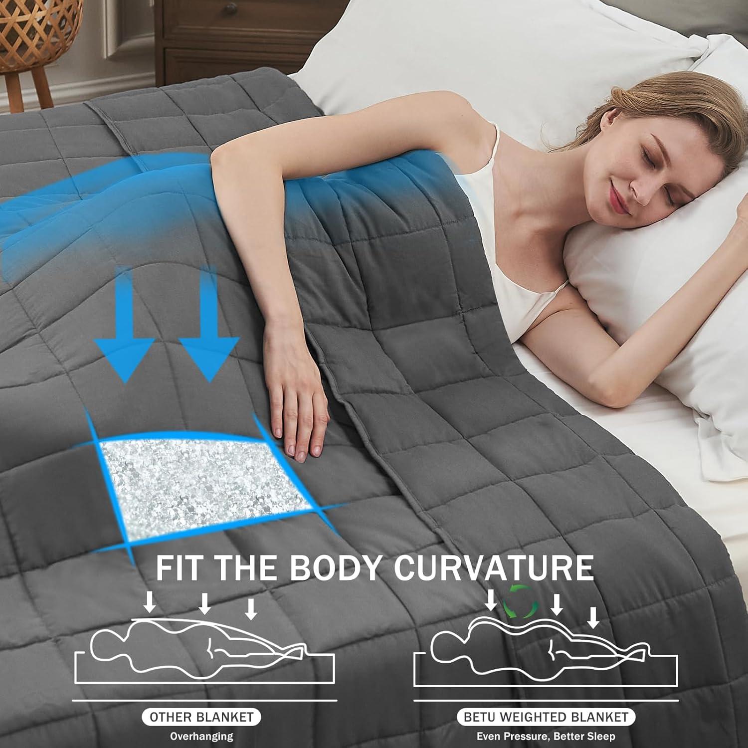 Weighted Blanket for Adults (12lbs, 48"x72" Twin Size) - Cooling Heavy Blanket for 110-130lbs with Premium Glass Beads - Soft Thick Big Blankets for All-Season Sleeping Comfort Breathable- Grey