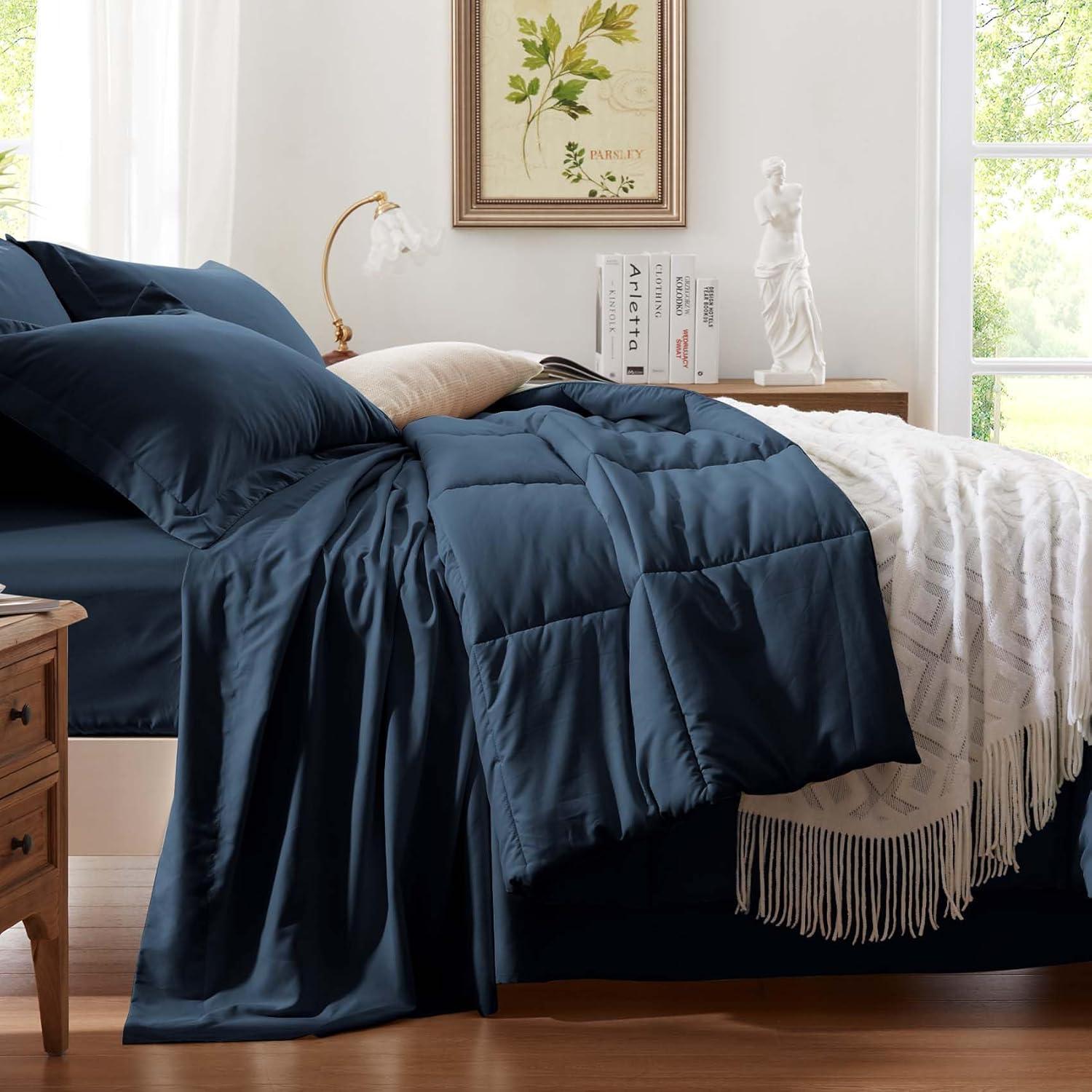 Sweet Home Collection All Season Bed-in-A-Bag 5pc/7pc Solid Color Comforter & Sheet Set Ultra Soft Bedding by Sweet Home Collection