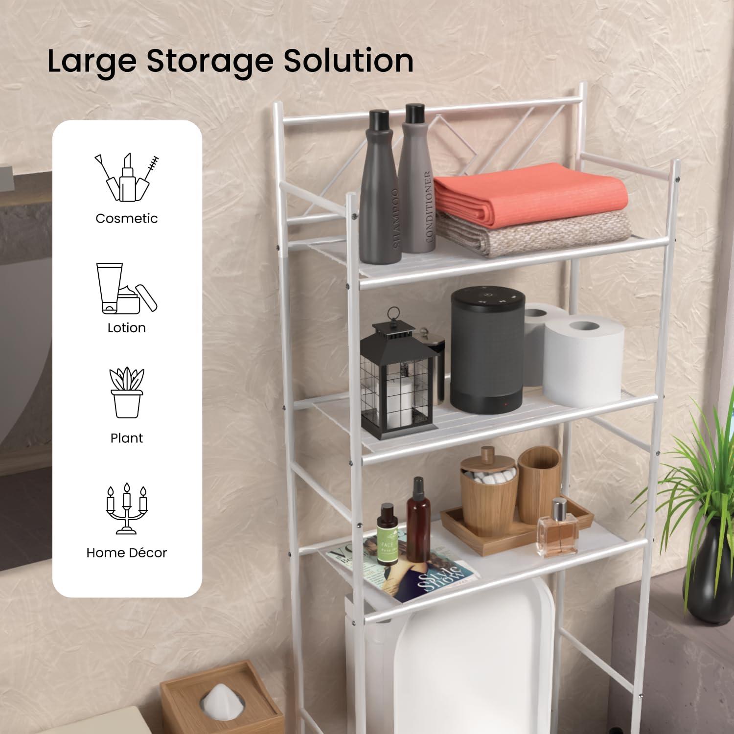 Home Zone Living 3 Tier Over The Toilet Bathroom Storage Rack, White