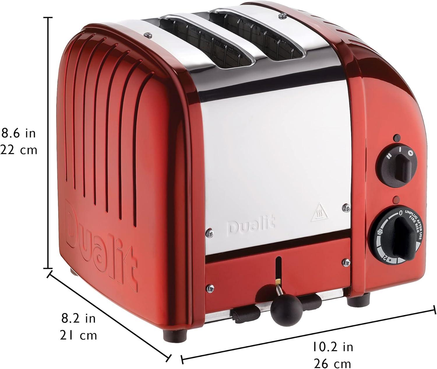 Dualit Red Stainless Steel 2-Slice Wide Slot Toaster