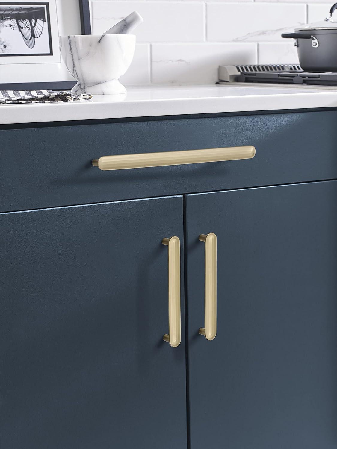 Golden Champagne Modern Metal Cabinet Pull with Mounting Hardware