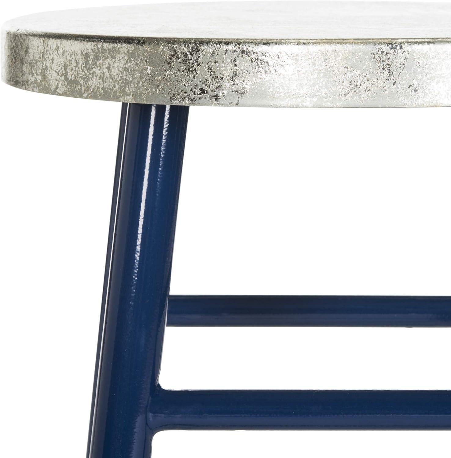 Kenzie Silver Dipped Counter Stool - FOX3211 - Navy/Silver - Safavieh Couture