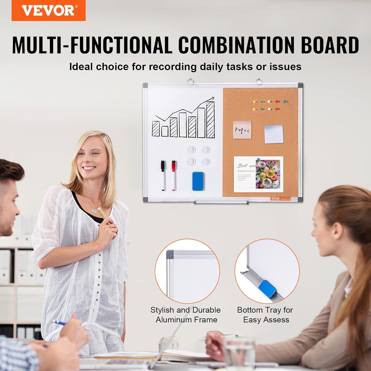 VEVOR Whiteboard & Cork Board Combo with Aluminum | Wayfair