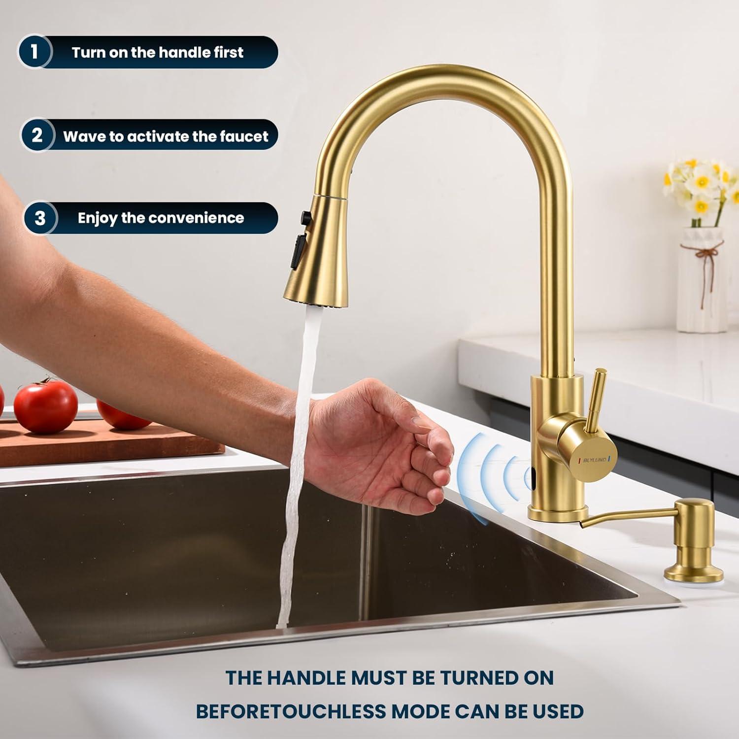 ARCORA AR7100301G-DC ARCORA Stainless Steel  Single Handle Pull-Down Sprayer Kitchen Faucet Set with Touchless Sensor