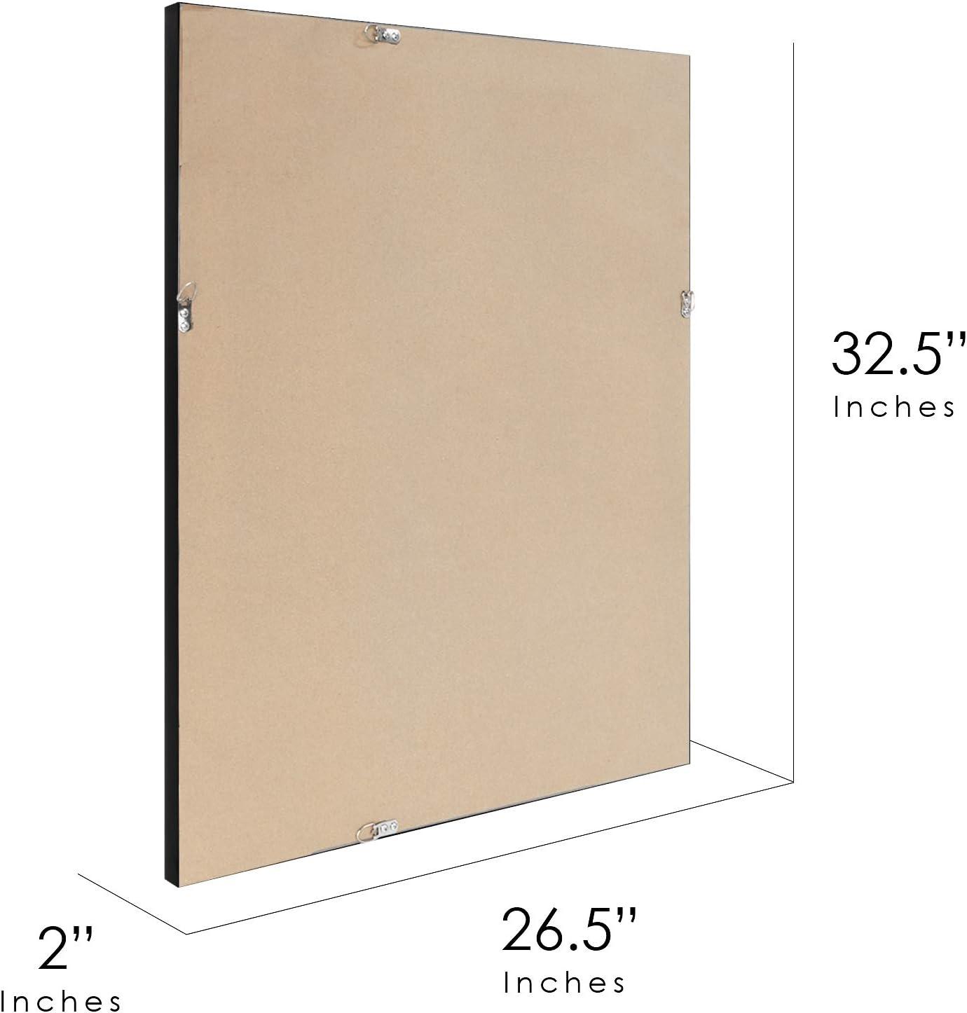 Head West Glossy Black Rectangular Edge-to-Edge Float Framed Accent Wall Vanity Mirror - 26 x 32