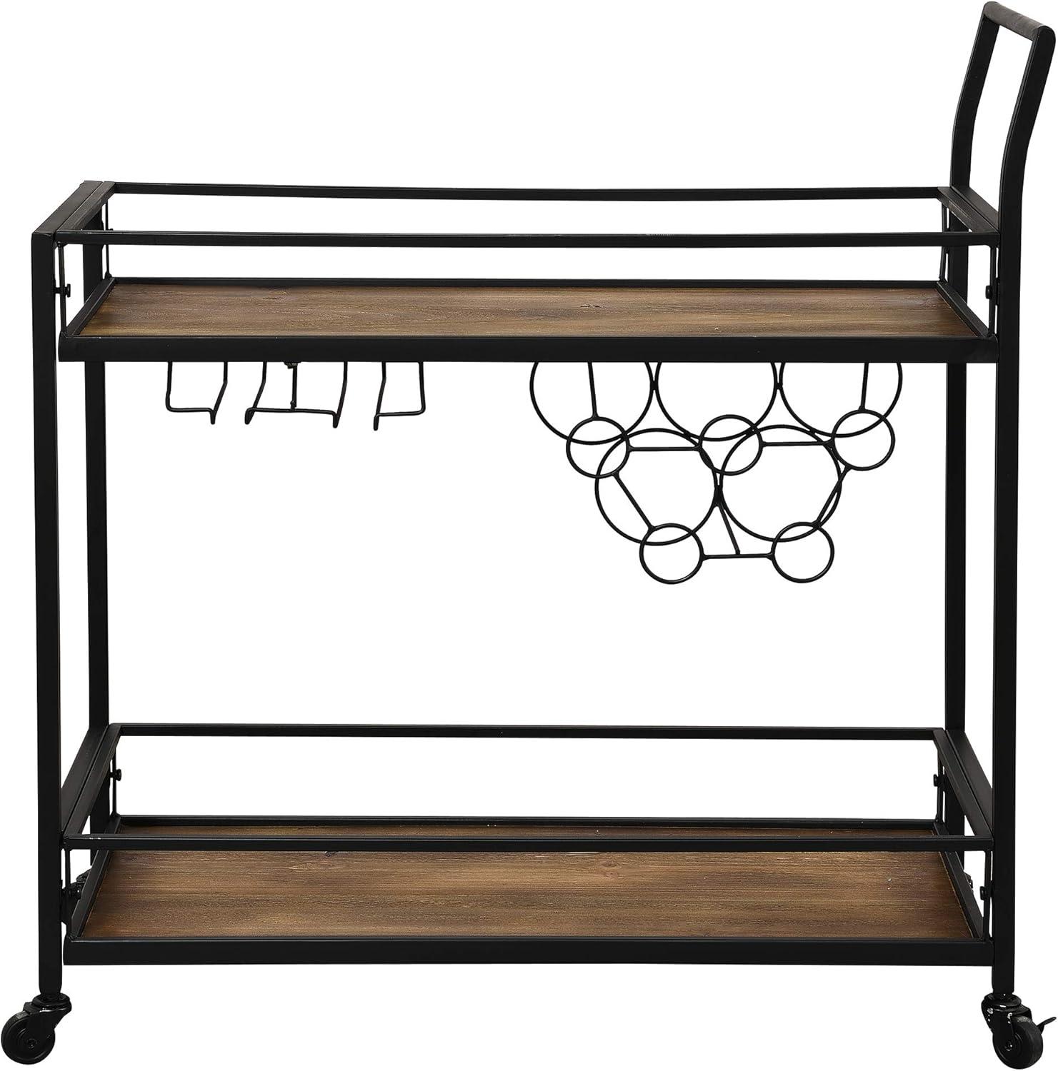 FirsTime & Co. Black Gardner Bar Cart, Industrial, Metal, 29.75 x 12.25 x 32.25 in