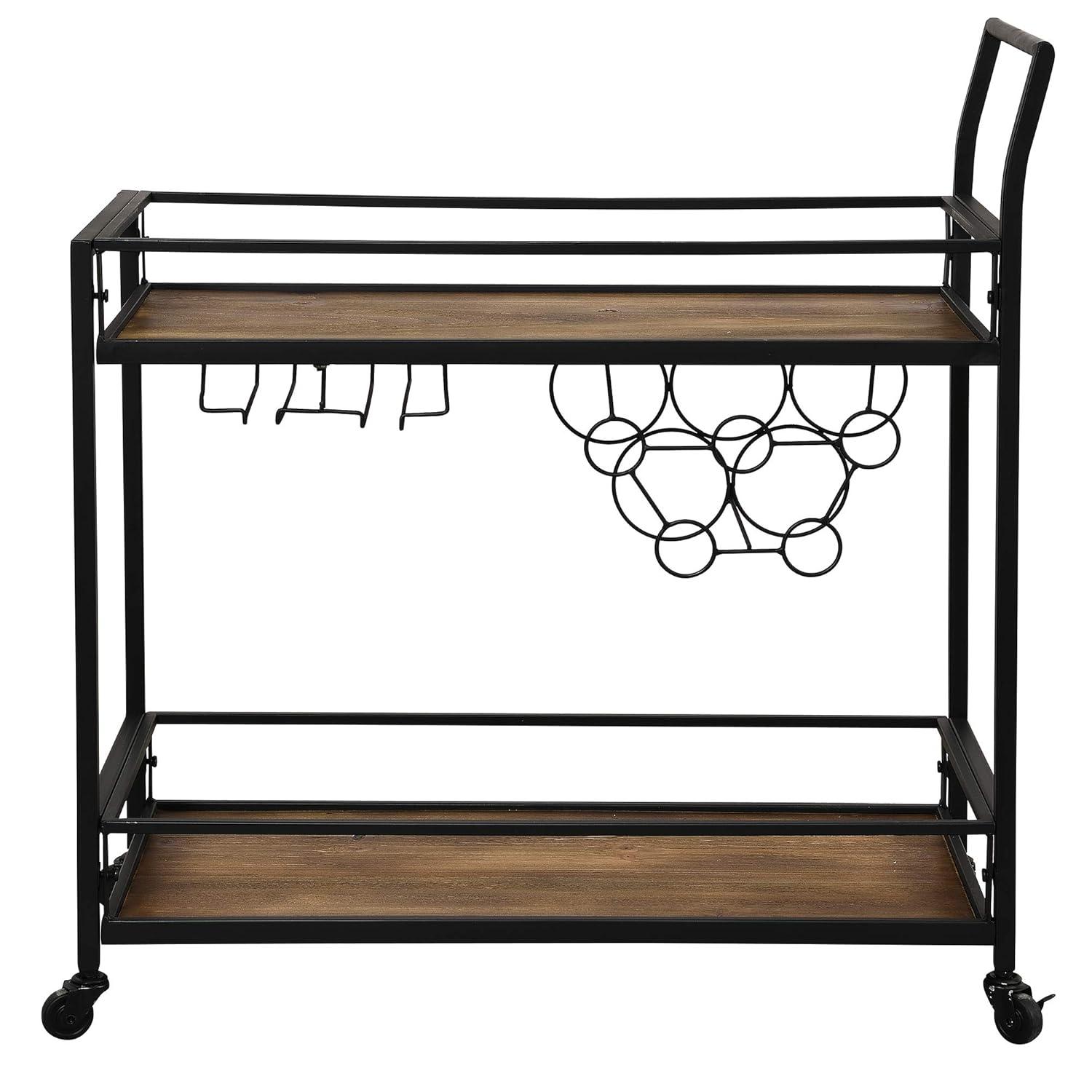 FirsTime & Co. Black Gardner Bar Cart, Industrial, Metal, 29.75 x 12.25 x 32.25 in