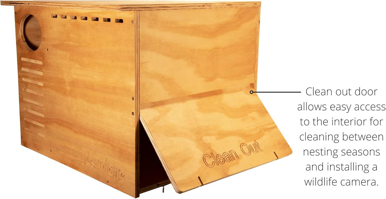 JCs Wildlife Barn Owl Nesting Box Large House Crafted in USA - Exterior Grade Treated Plywood - Mounting Hardware and Pine Shavings Included -