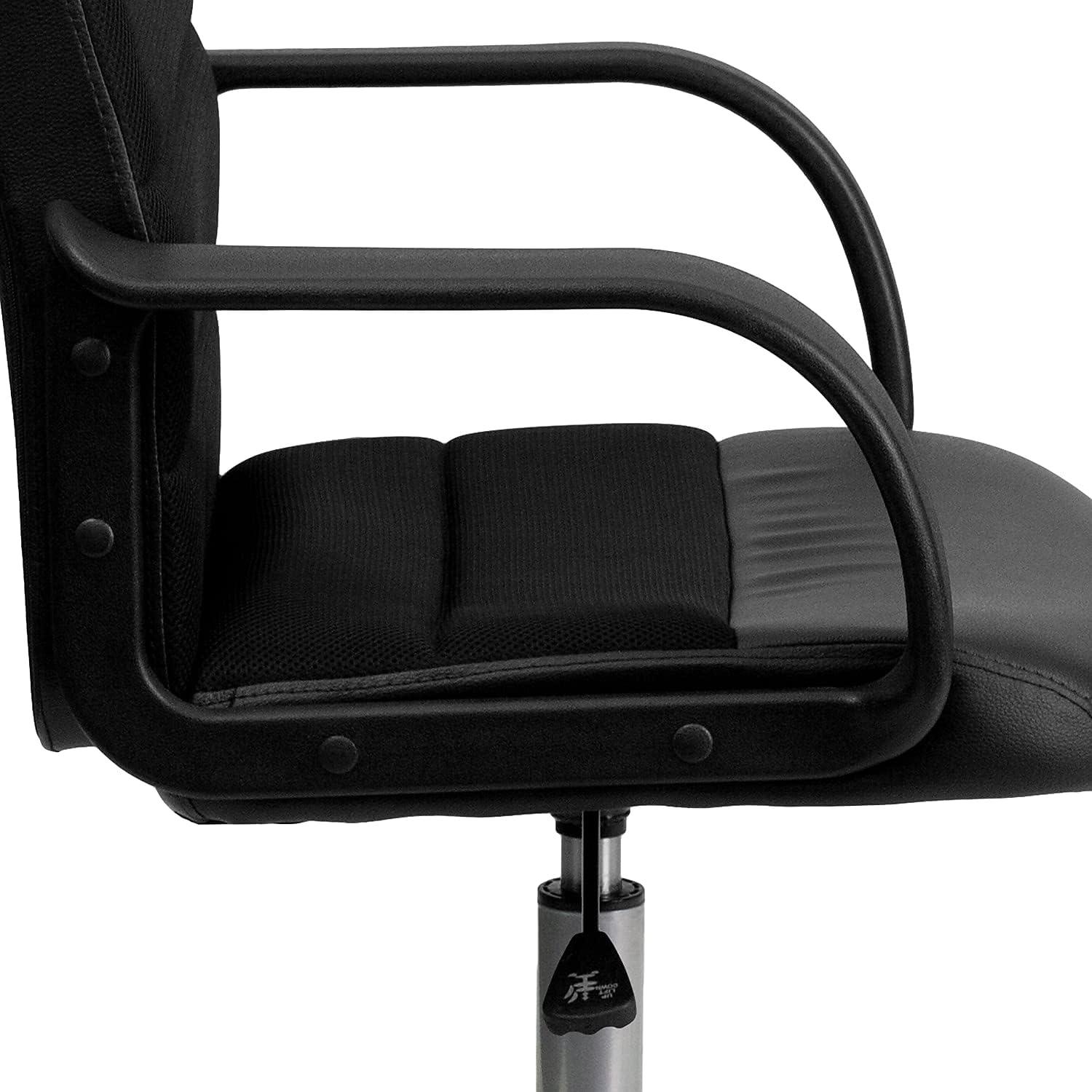 Flash Furniture Manor Mid-Back Swivel LeatherSoft Ergonomic Desk Chair with Headrest, Black