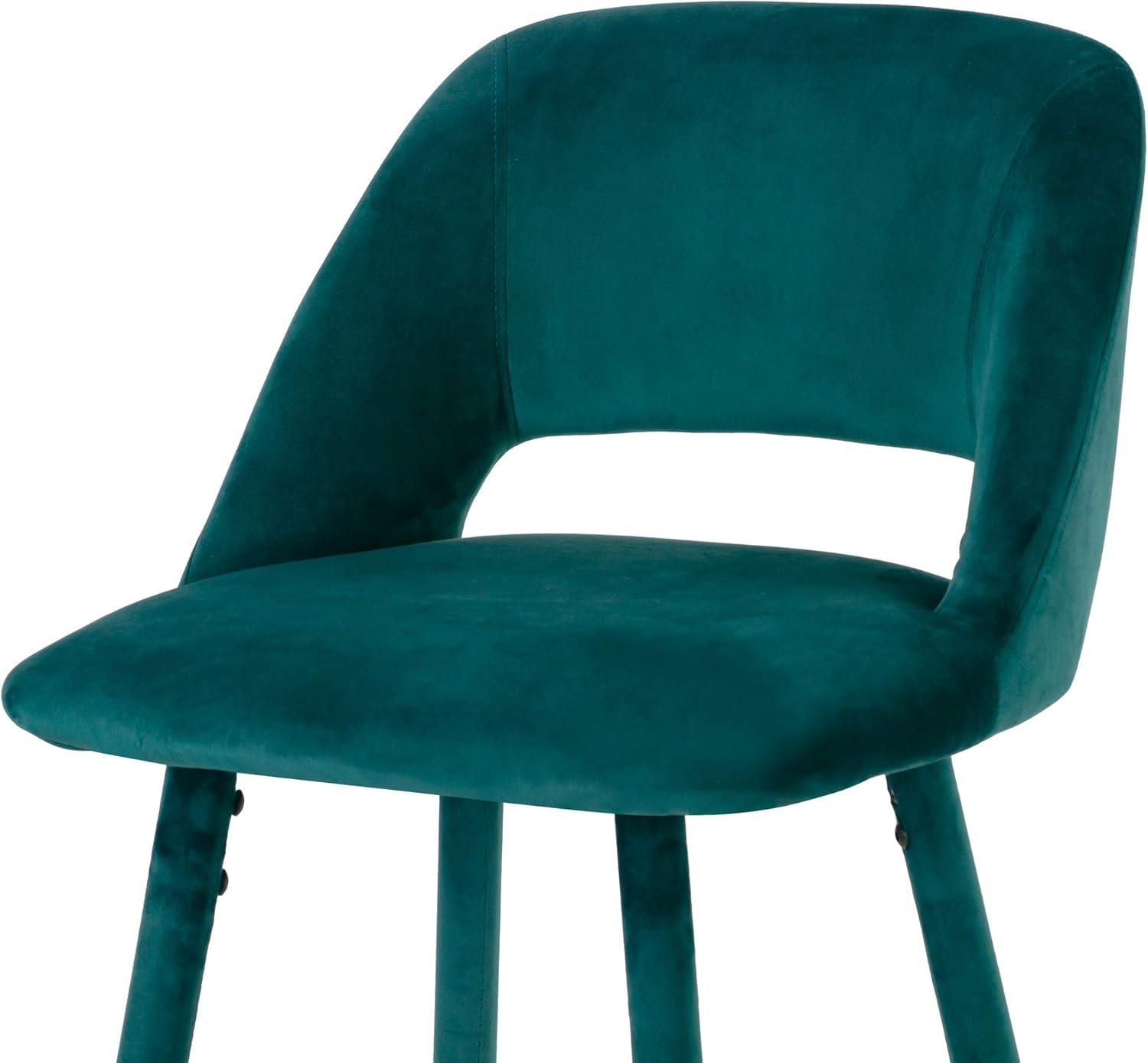 Silver Orchid  Dempster Teal Velvet Barstool (Set of 2)