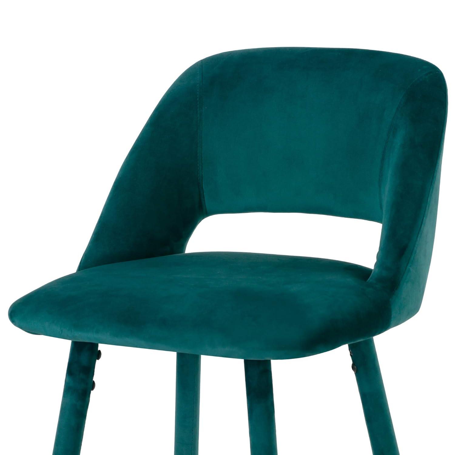 Silver Orchid  Dempster Teal Velvet Barstool (Set of 2)