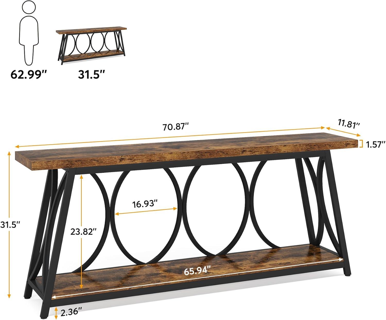 Tribesigns 70.9" Extra Long Console Sofa Table with 2 Tier Storage Shelf