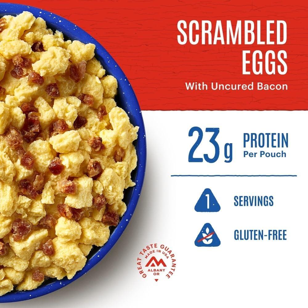Mountain House Scrambled Eggs with Bacon | Freeze Dried Backpacking & Camping Food | 6-Pack | Gluten-Free