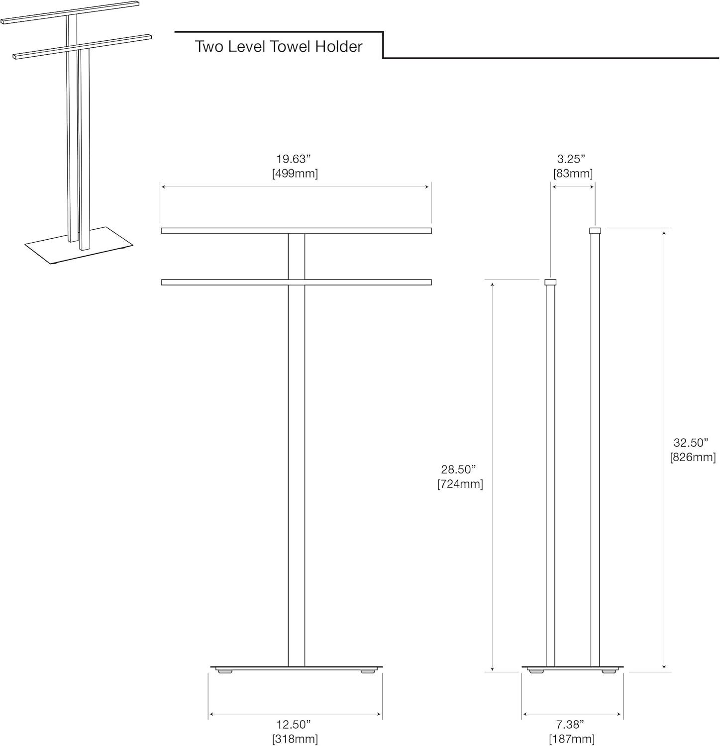 Matte Black Modern Two-Level Floorstanding Towel Holder