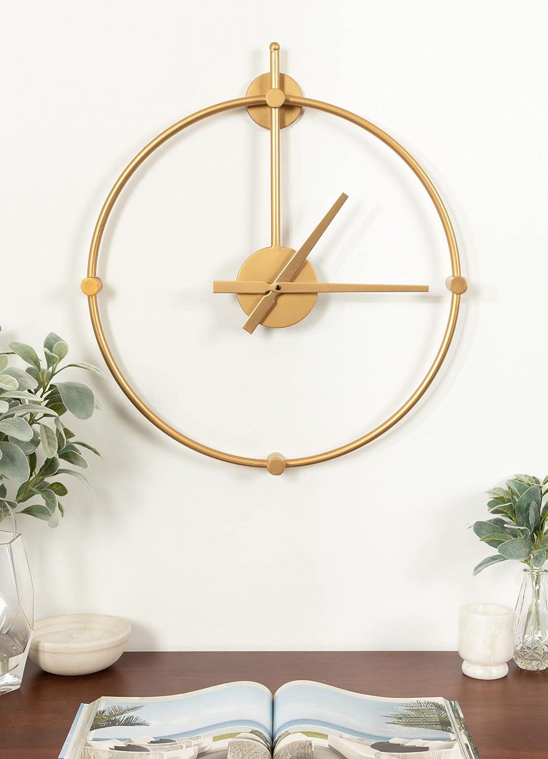 Kate and Laurel Lidor Round Metal Wall Clock, 22x25, Gold